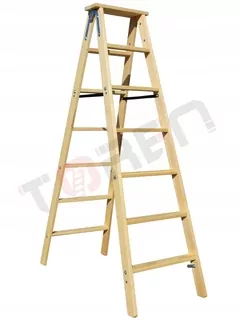 Drevený obojstranný rebrík Siedlewski so schodíkmi 2x7 impregnovaný PRO